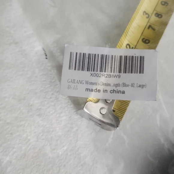 Womens Leggings Large Stretchy Blue Denim-Look Faux Pockets White Stitching - Picture 8 of 8